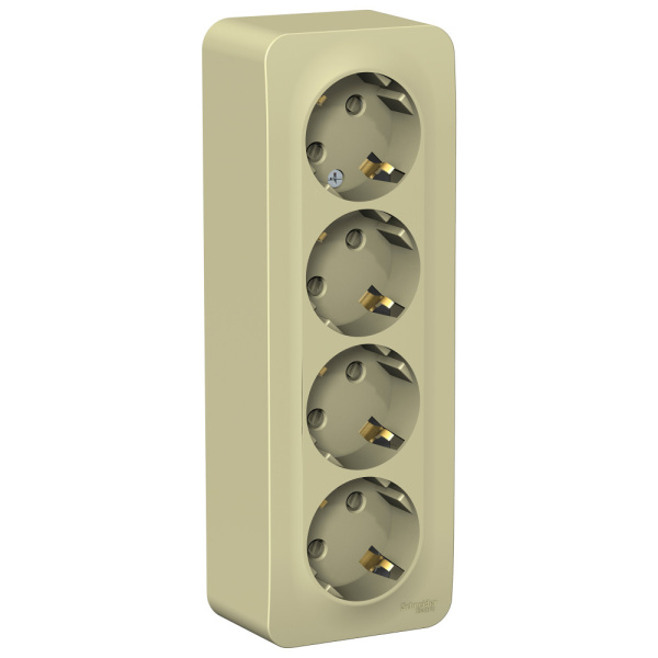 Systeme Electric Blanca наруж Беж Розетка 4-ая с/з со шторками, изолир. пластина 16А, 250В