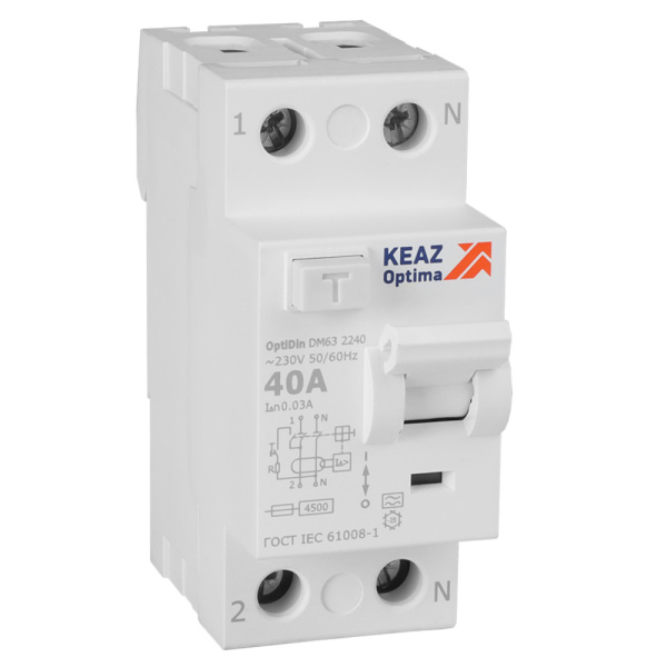 ВДТ без защиты от сверхтоков OptiDin DM63-2240-A-4,5-УХЛ4 (2P, 40, 30mA)