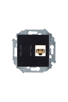 Simon 15 Черная Розетка ТЛФ 1-ая RJ11, винт.зажим 1591480-032