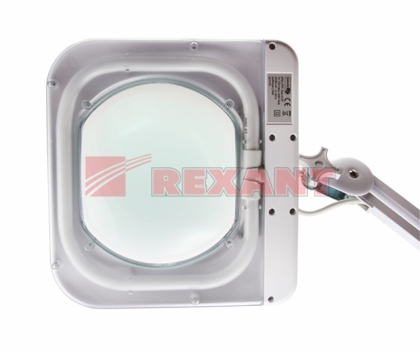 Купить Лупа на струбцине квадратная 5D с подсветкой и крышкой, белая Rexant 31-0212