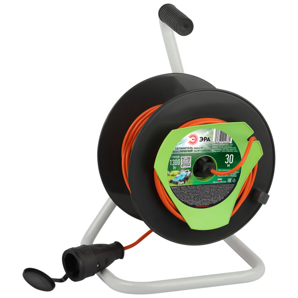 ЭРА Удлинитель силовой RP-1-2x0.75-30m на пластиковой катушке без заземления 1 розетка 30м ПВС 2х0,75мм2
