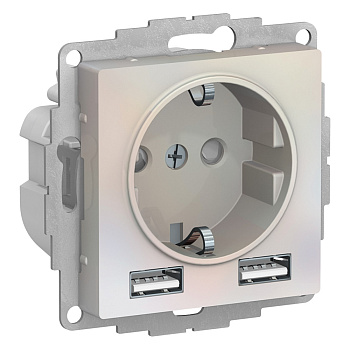 Systeme Electric AtlasDesign Жемчуг SO + USB Розетка A+A, 5В/2,4А, 2х5В/1,2А, механизм