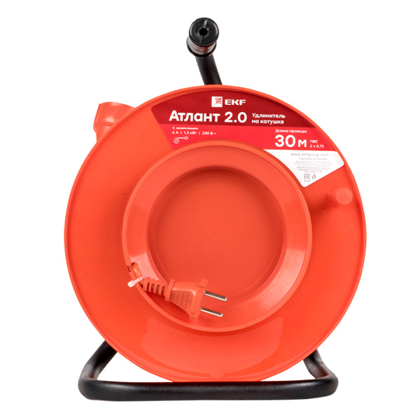 Купить EKF PROxima Удлинитель на катушке "Атлант 2.0" 1 гнездо 50м без заземления  ПВС 2*0,75 6А/1,3кВт