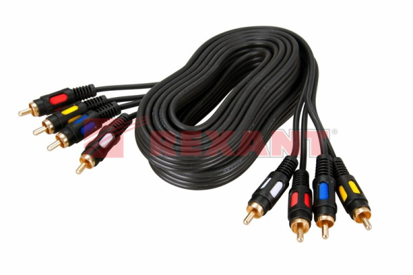 Купить Шнур 4RCA Plug - 4RCA Plug 1.5М (GOLD) Rexant 17-0312