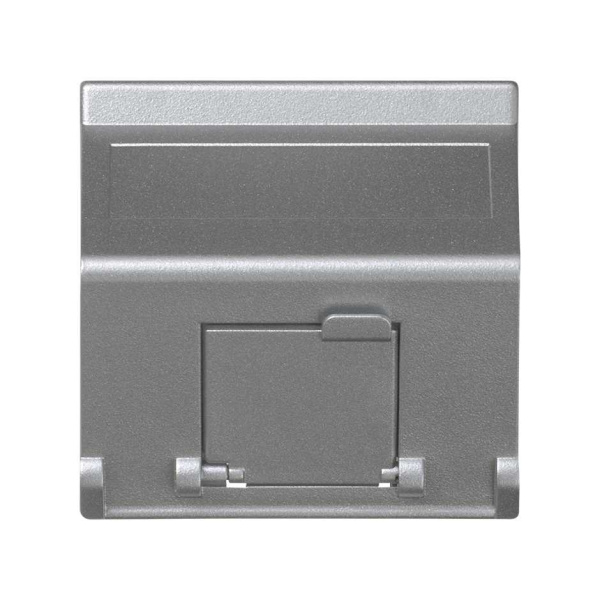 Simon Connect Алюминий Адаптер наклонный со шторкой на 1 модуль MD (RJ45, оптоволокно), 45х45мм K80-8