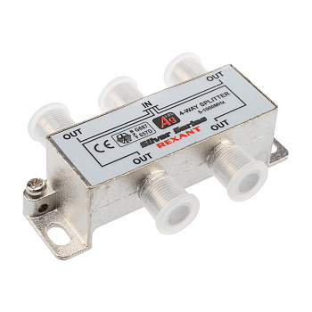 Делитель ТВ х 4 + 5шт. F "BOX" 5-1000 МГц "Silver" Rexant 05-6103