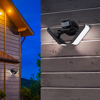 ЭРА ERAFS020-42 Фасадный светильник с двумя световыми панелями c выносной на солнечной батарее, 2х50 LED, 600l