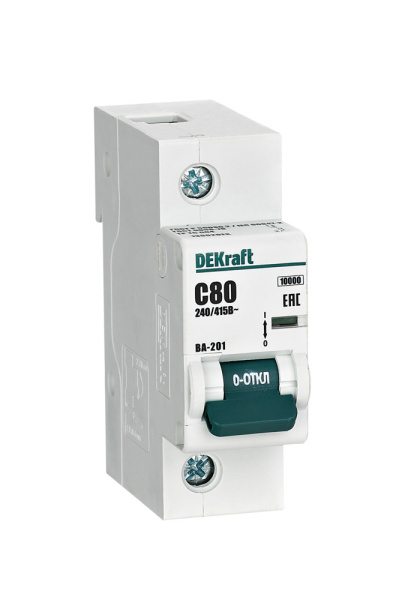 Dekraft Автоматический выключатель 1Р 80А х-ка С ВА-201 10кА 13002DEK