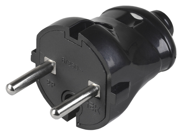 IEK ВПп20-02-Ст Вилка разборная прямая без з/к 6А черная