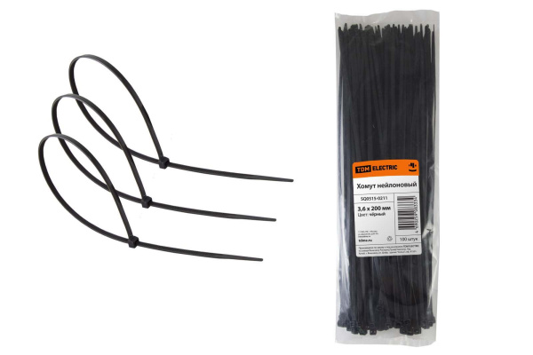 TDM Хомут 3,6х200мм нейлон (черный) (100шт) SQ0515-0211
