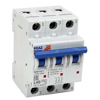 КЭАЗ OptiDin BM63 Автоматический выключатель 3P 4A L 6кА AC (BM63-3L4-УХЛ3-РЕГ) 243363