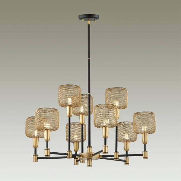 Купить Odeon Light 4975/9 LOFT ODL22 475 черный/мат.золотой/металл.сетка Люстра E14 9*40W LECOLA