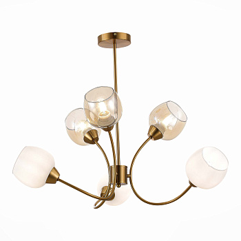 Evoluce SLE1136-302-06 Люстра потолочная Латунь/Белый, Коньячный E27 6*60W