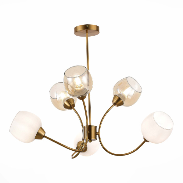 Evoluce SLE1136-302-06 Люстра потолочная Латунь/Белый, Коньячный E27 6*60W