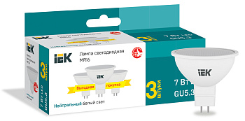 IEK Лампа LED MR16 софит 7Вт 230В 4000К GU5,3 (3шт/упак) IEK Лампа LED MR16 софит 7Вт 230В 4000К GU5,3 (3шт/упак)
