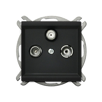 Ospel Sonata Черный металлик Розетка TV-SAT проходная,коэффициент затухания 1,2 дБ GPA-RSP/m/33