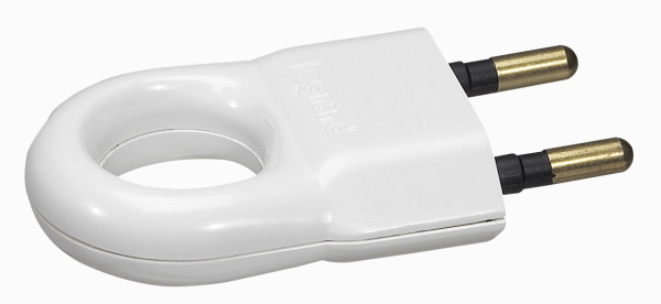 Купить Legrand Элиум Белый Вилка 2Р, 6А, пластик - с кольцом 050162