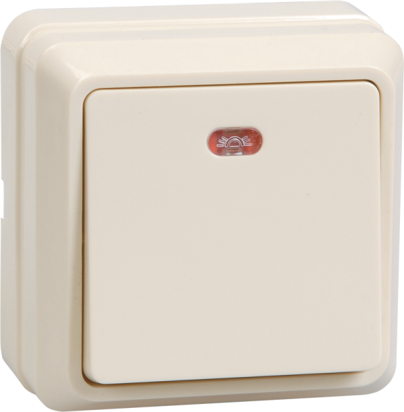 Купить IEK OKTAVA ВС20-1-1-ОКм Выключатель 1кл с инд. 10А откр.уст. (кремовый)