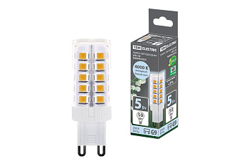 TDM Лампа светодиодная G9-5 Вт-230 В-4000 К, SMD, 16x49 мм SQ0340-0223