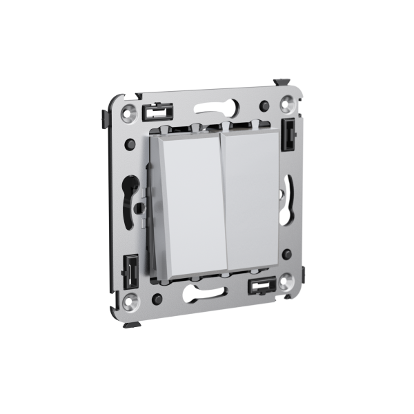 Купить DKC Переключатель двухклавишный в стену, "Avanti", "Закаленная сталь"