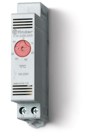 Finder Термостат щитовой для включения обогрева; 0…+60°C; 1NС 10A; модульный, ширина 17.5мм; IP20 7T8100002403