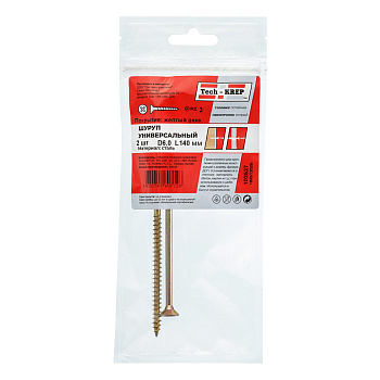 Tech-Krep Саморез ШУж 6,0х140 пот. гол. (2 шт) - пакет 102527
