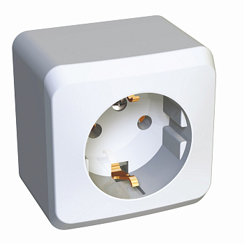 Systeme Electric Этюд наруж Бел Розетка 1-ая с/з без шторок