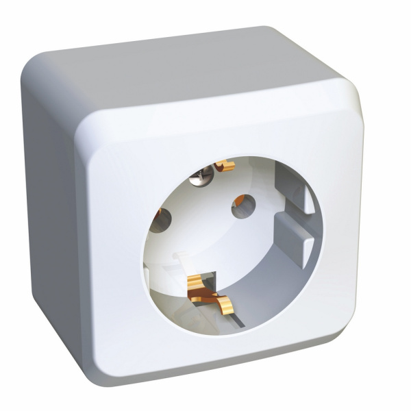 Systeme Electric Этюд наруж Бел Розетка 1-ая с/з без шторок