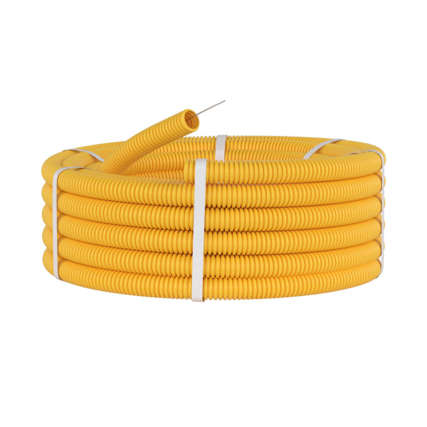 Купить DKC Труба ПВХ гибкая гофр. д.20мм, лёгкая с протяжкой, 100м, цвет желтый