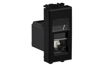 DKC Компьютерная розетка RJ-45 модульная, кат.6А, "Avanti", "Черный матовый", 1 модуль 4412371