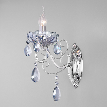 Eurosvet Классическое хрустальное бра 10109/1 хром/лазурный хрусталь Strotskis a045457