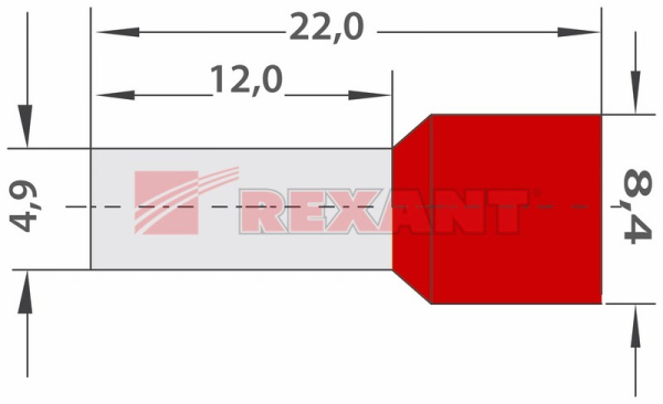 Купить Наконечник штыревой втулочный изолированный F-12мм 10мм² (НШВи 10-12) красный Rexant 08-0831