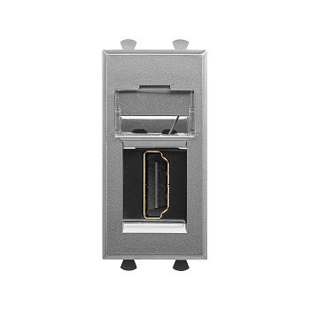 DKC HDMI розетка модульная, тип А-А, "Avanti",  "Закаленная сталь", 1 модуль