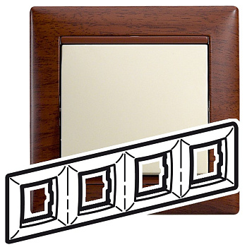 Legrand Valena Тонированное дерево Рамка 4-ая гориз 770314