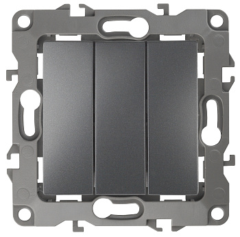 ЭРА 12-1107-12 Выключатель тройной, 10АХ-250В, IP20, 12, Графит