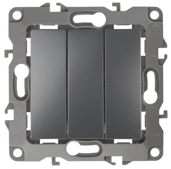 ЭРА 12-1107-12 Выключатель тройной, 10АХ-250В, IP20, 12, Графит