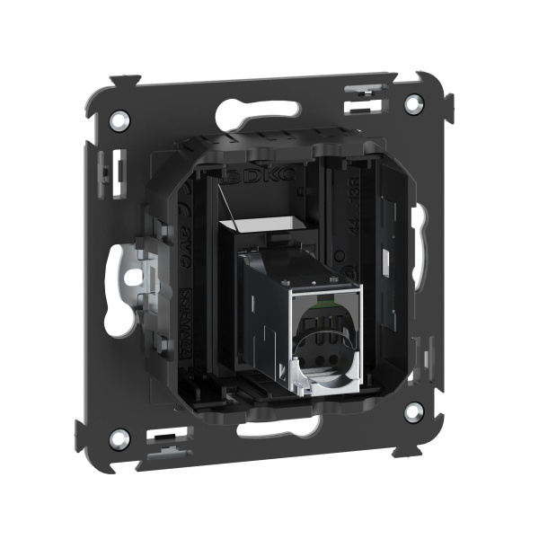 Купить DKC Компьютерная розетка RJ-45 в стену, кат.6 экранированная одинарная,"Avanti", "Черный матовый"