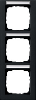 Gira E2 Черный Рамка 3-ая вертикальная с полем для надписи 110309