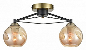 VELANTE 769-527-02 Светильник потолочный Черный, Бронзовый/Янтарный E27 2*60W