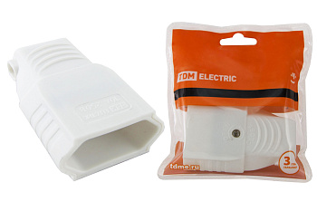 TDM Кабельная розетка 2П 10А 250B (под евровилку CEE 7/16) с з/ш угловой вывод кабеля белая SQ1806-0092