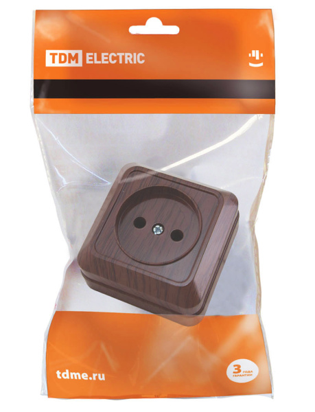 Купить TDM Розетка 2П открытой установки IP20 10А, бук "Ладога" SQ1801-0033