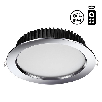 Novotech 358303 NT19 000 хром Встраиваемый диммируемый светильник с пультом ДУ IP44 LED 3000-6500K 10W 85-265