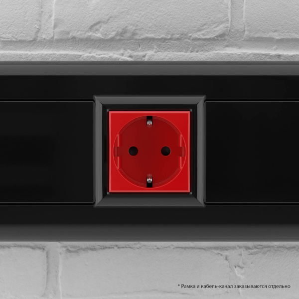 Купить DKC Розетка модульная, 2P+E, с з/ш, "Avanti", "Красный квадрат", 2 модуля