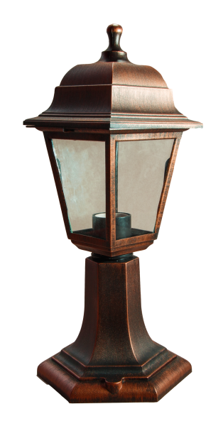 Italmac Светильник садово-парковый четырехгранный на стойке 60вт, Е27, медь, IP44 прозрачное стекло, корпус - полипропилен,  габариты 400*180 мм Nobile 60 04 18
