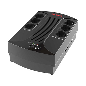 DKC Линейно-интерактивный ИБП ДКС серии Info PDU, 800 ВА/480 Вт, 1/1, 6xSchuko, USB для зарядки (2), USB + RJ11, 1x8Aч