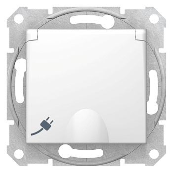 SE Sedna Бел Розетка 1-я с/з с защитными шторками с крышкой SDN3100121