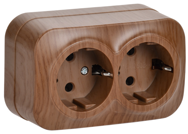 IEK GLORY РС22-3-ХД Розет. 2-ая с з/к о/у 16А GLORY дуб