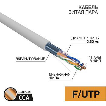 PROconnect Кабель FTP 4PR 24AWG CAT5e (305м) 01-0142-3