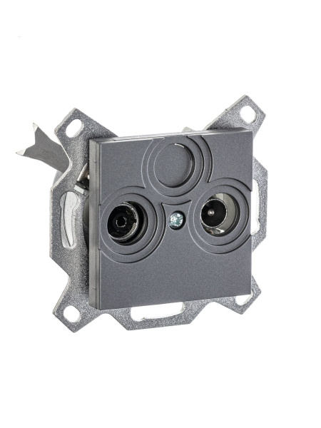 Купить ABB EPJ Levit сталь / дымчатый чёрный Розетка TV-R, проходная, 7дБ, сталь 2CHH083607A6069