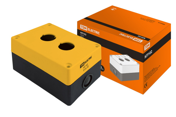 TDM Корпус КП102 для кнопок 2места желтый SQ0705-0007